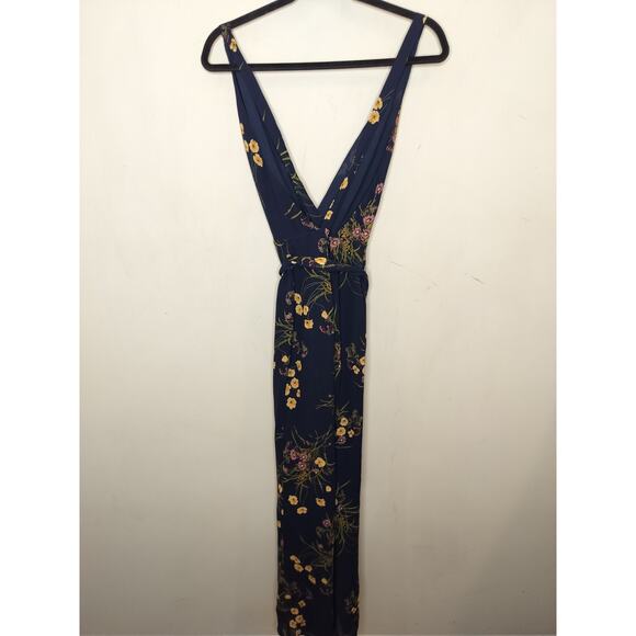 Reformation Mademoiselle Sofi Floral Jumpsuit Tie Waist Navy - Picture 8 of 10